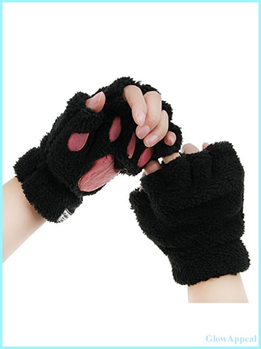 Plush Faux Fur Animal Paw Fingerless Gloves Cosplay Costume Accessory